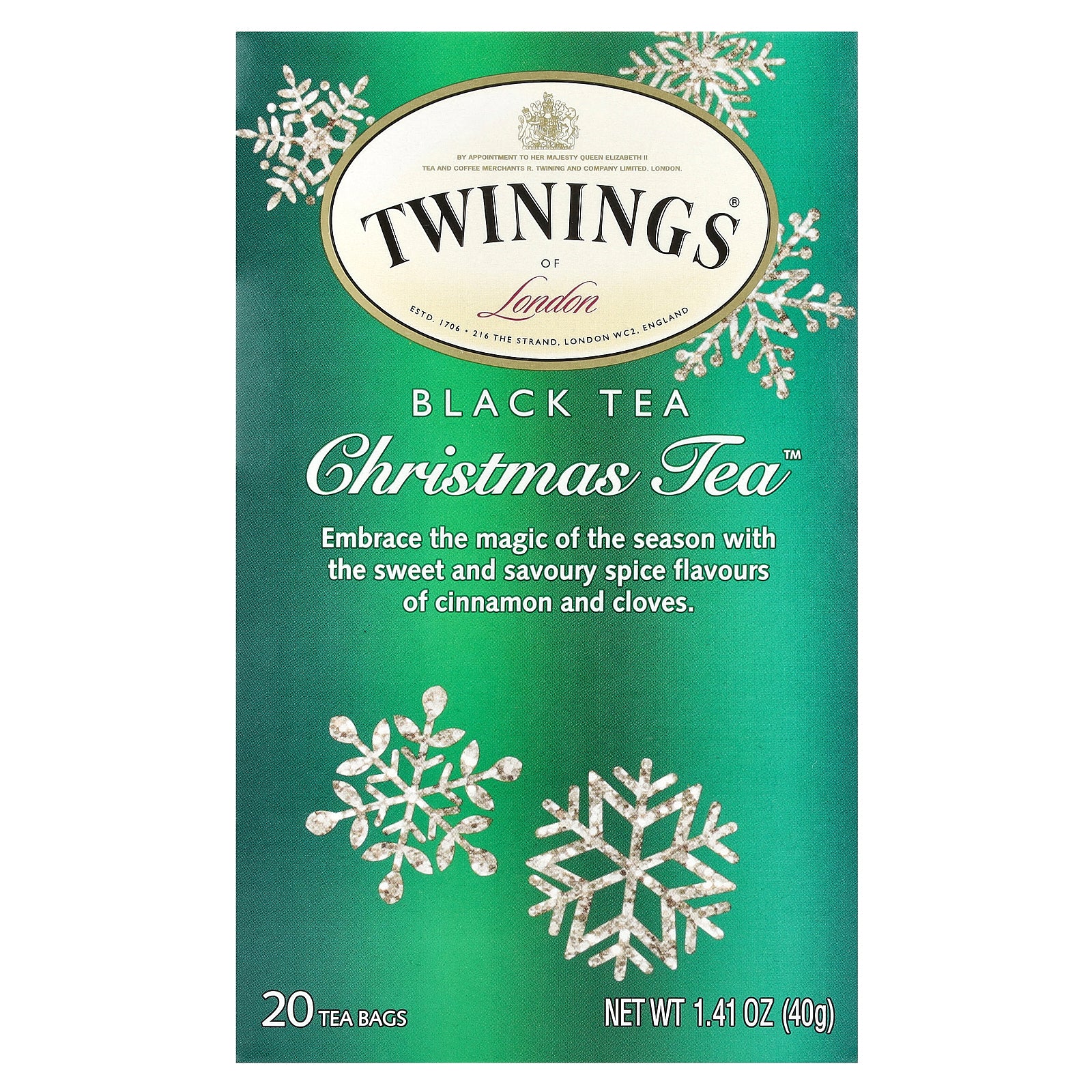 Twinings, Black Tea, Christmas Tea™, 20 Tea Bags, 1.41 oz (40 g)