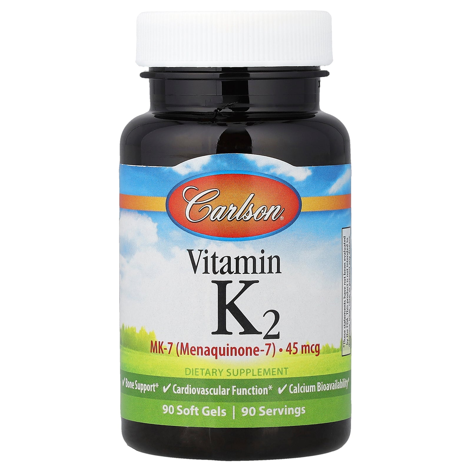 Carlson, Vitamin K2, 45 mcg, 90 Soft Gels