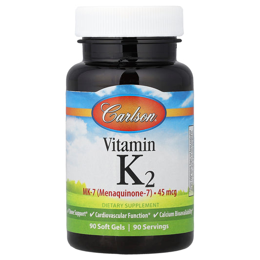 Carlson, Vitamin K2, 45 mcg, 90 Soft Gels