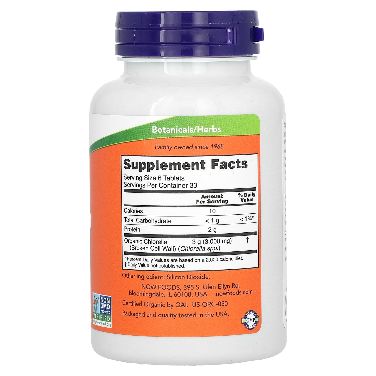 NOW Foods, Certified Organic Chlorella, 500 mg, 200 Tablets
