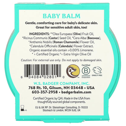 Badger, Organic Baby Balm, Chamomile and Calendula, 2 oz (56 g)