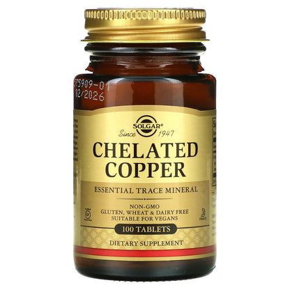 Solgar, Chelated Copper, 100 Tablets