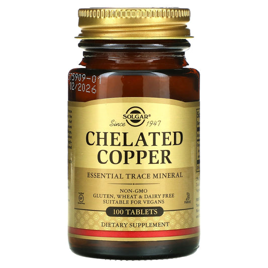 Solgar, Chelated Copper, 100 Tablets