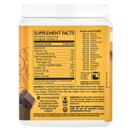 Sunwarrior, Classic Plus Protein, Chocolate, 13.2 oz (375 g)