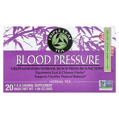 Triple Leaf Tea, Herbal Tea, Blood Pressure, 20 Tea Bags, 1.06 oz (30 g)