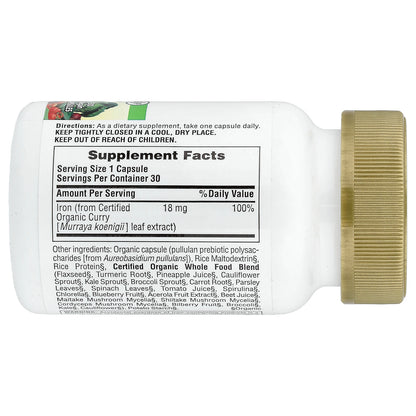 NaturesPlus, Source of Life Garden®, Iron, 30 Vegan Capsules (18 mg per Capsule)