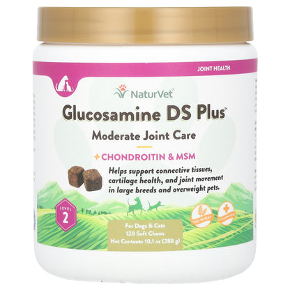 NaturVet, Glucosamine DS Plus, + Chondroitin & MSM, For Dogs & Cats, Level 2, 120 Soft Chews, 10.1 oz (288 g)