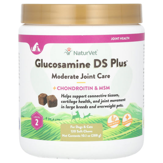 NaturVet, Glucosamine DS Plus, + Chondroitin & MSM, For Dogs & Cats, Level 2, 120 Soft Chews, 10.1 oz (288 g)