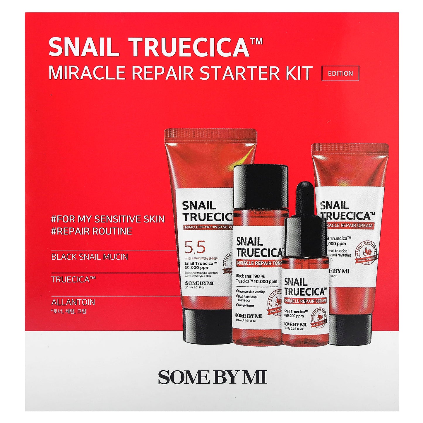 SOME BY MI, Snail Truecica Miracle Repair Starter Kit, 4 Piece Kit