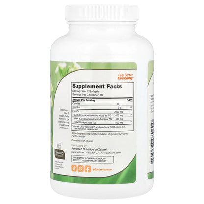 Zahler, Omega 3 Platinum™, Advanced Omega 3 Fish Oil, 180 Softgels (1,000 mg per Softgel)