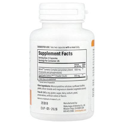 Kyolic, Aged Garlic Extract™, Curcumin, 50 Capsules