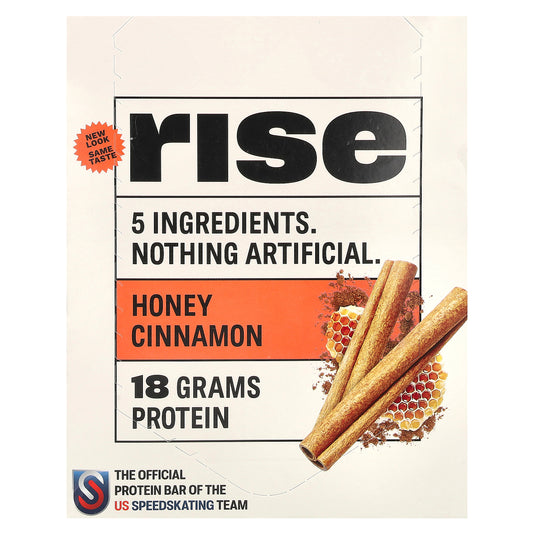 Rise Bar, Protein Bar, Honey Cinnamon, 12 Bars, 2.1 oz (60 g) Each