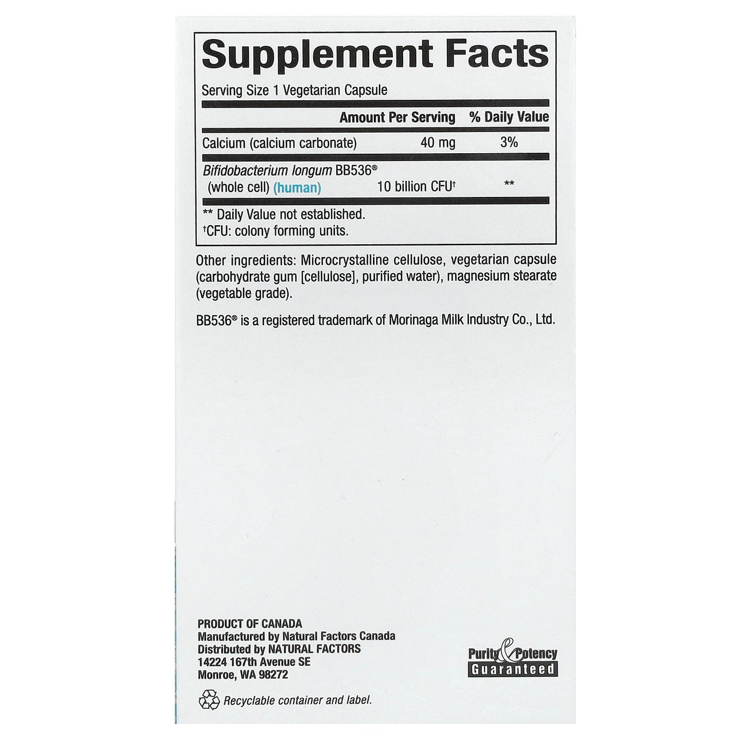 Natural Factors, Travel Biotic, BB536, 10 Billion CFU, 60 Vegetarian Capsules