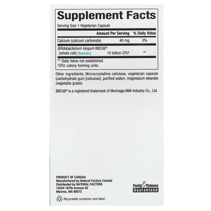 Natural Factors, Travel Biotic, BB536, 10 Billion CFU, 60 Vegetarian Capsules