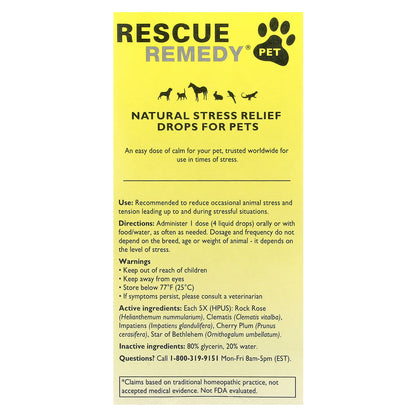 Bach, Rescue Remedy® Pet, Natural Stress Relief For Pets , 0.7 fl oz (20 ml)