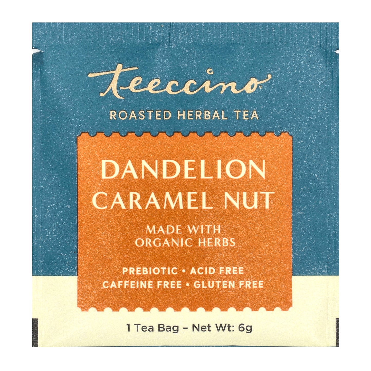 Teeccino, Roasted Herbal Tea, Dandelion Caramel Nut, Caffeine Free, 10 Tea Bags, 2.12 oz (60 g)