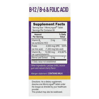 Superior Source, B-12, B-6 & Folic Acid, 60 MicroLingual® Instant Dissolve Tablets