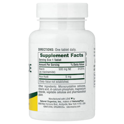 NaturesPlus, Niacinamide, 500 mg, 90 Tablets