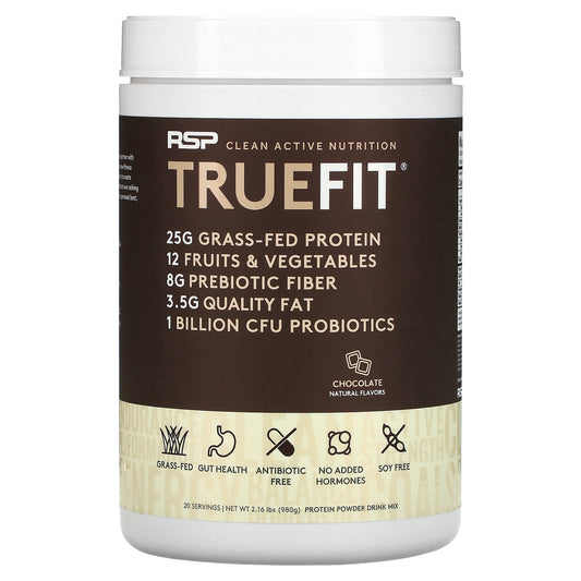 RSP Nutrition, TrueFit, Grass-Fed Protein Shake with Fruits & Vegetbles, Chocolate, 2.16 lbs (980 g)