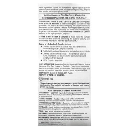 NaturesPlus, Source of Life® Garden, B-Complex, 60 Vegan Capsules