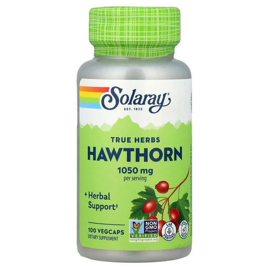 Solaray, True Herbs, Hawthorn, 100 VegCaps (525 mg per Capsule)