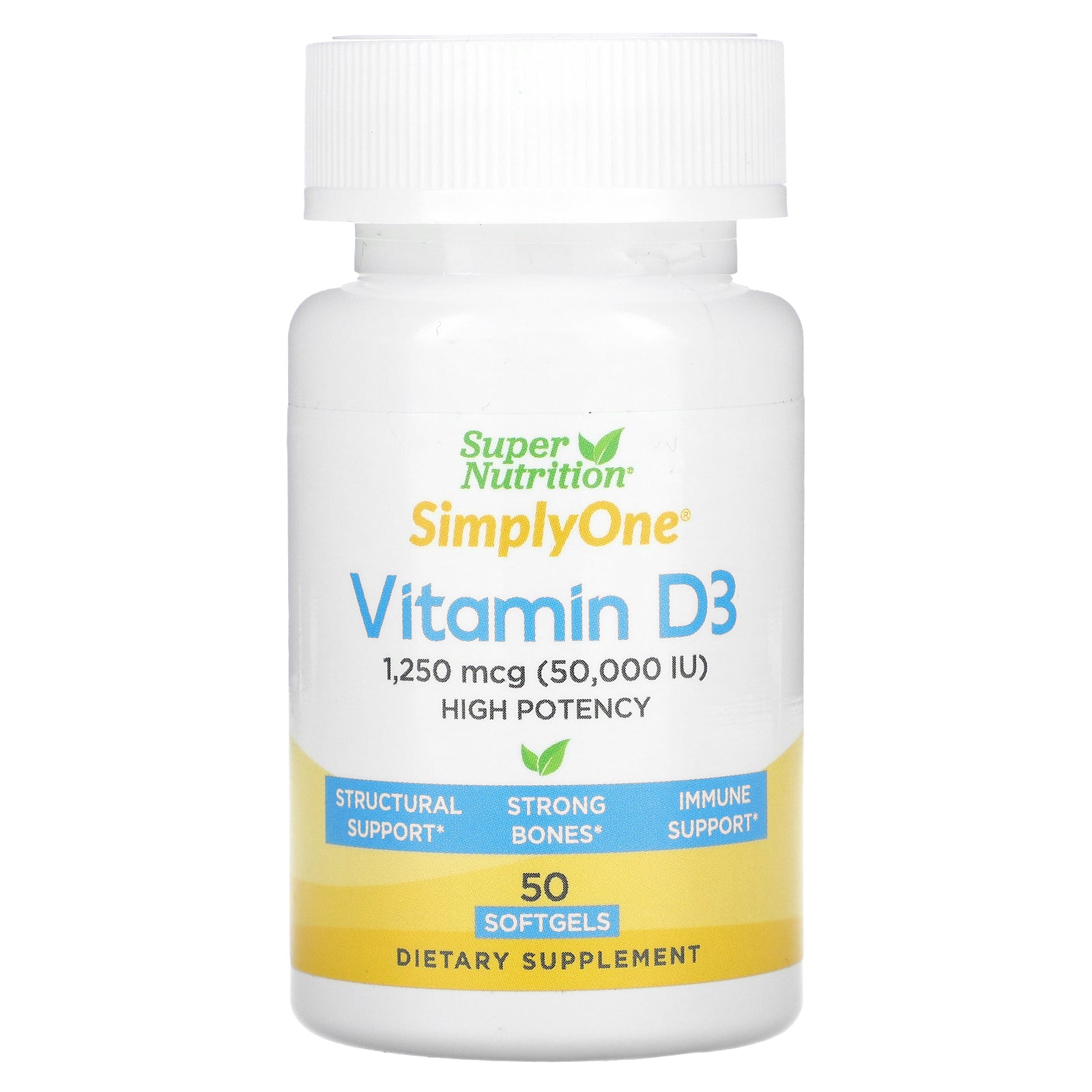 Super Nutrition, SimplyOne, Vitamin D3, 50,000 IU, 50 Softgels