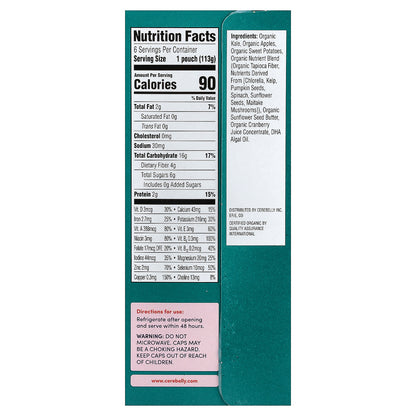 Cerebelly, Organic Puree, 6+ Months, Kale, Sweet Potato, Apple, 6 Pouches, 4 oz (113 g) Each