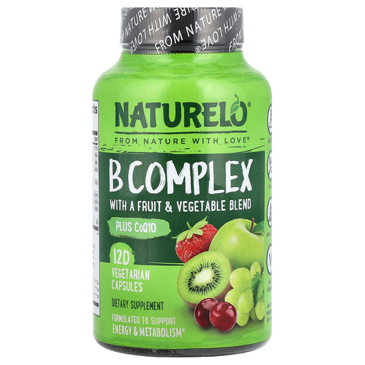 NATURELO, B Complex with a Fruit & Vegetable Blend, Plus CoQ10, 120 Vegetarian Capsules