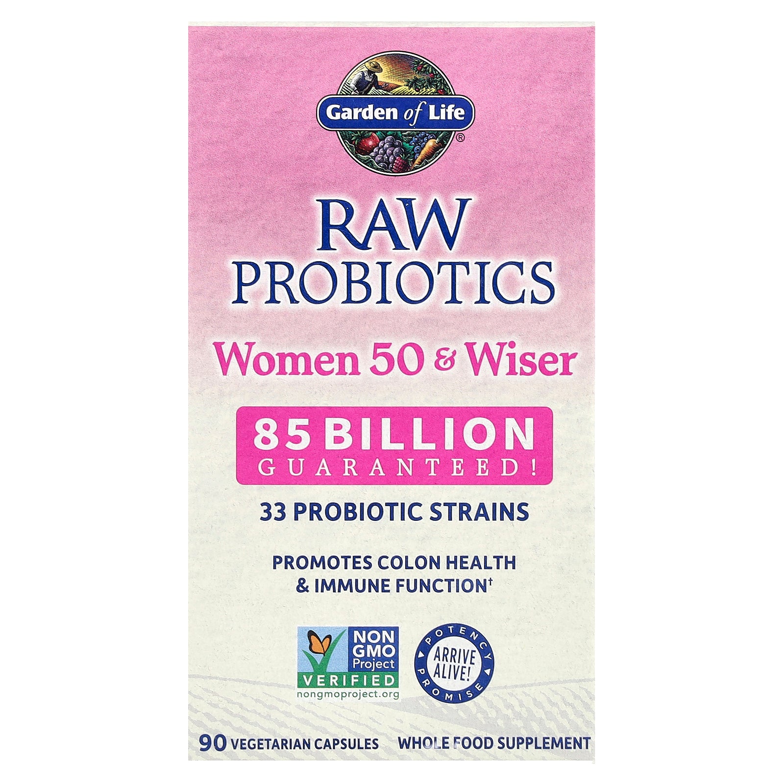 Garden of Life, RAW Probiotics, Women 50 & Wiser, 90 Vegetarian Capsules