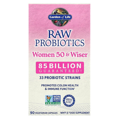 Garden of Life, RAW Probiotics, Women 50 & Wiser, 90 Vegetarian Capsules