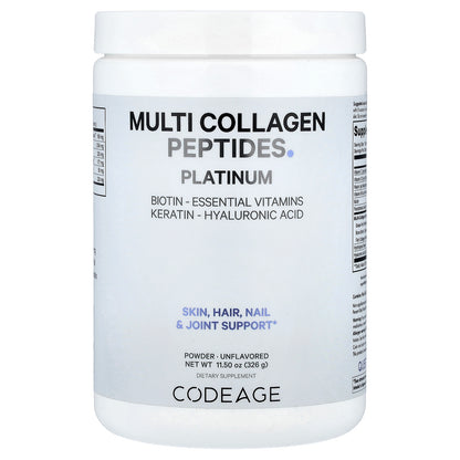 Codeage, Multi Collagen Peptides Powder, Platinum, Unflavored, 11.5 oz (326 g)