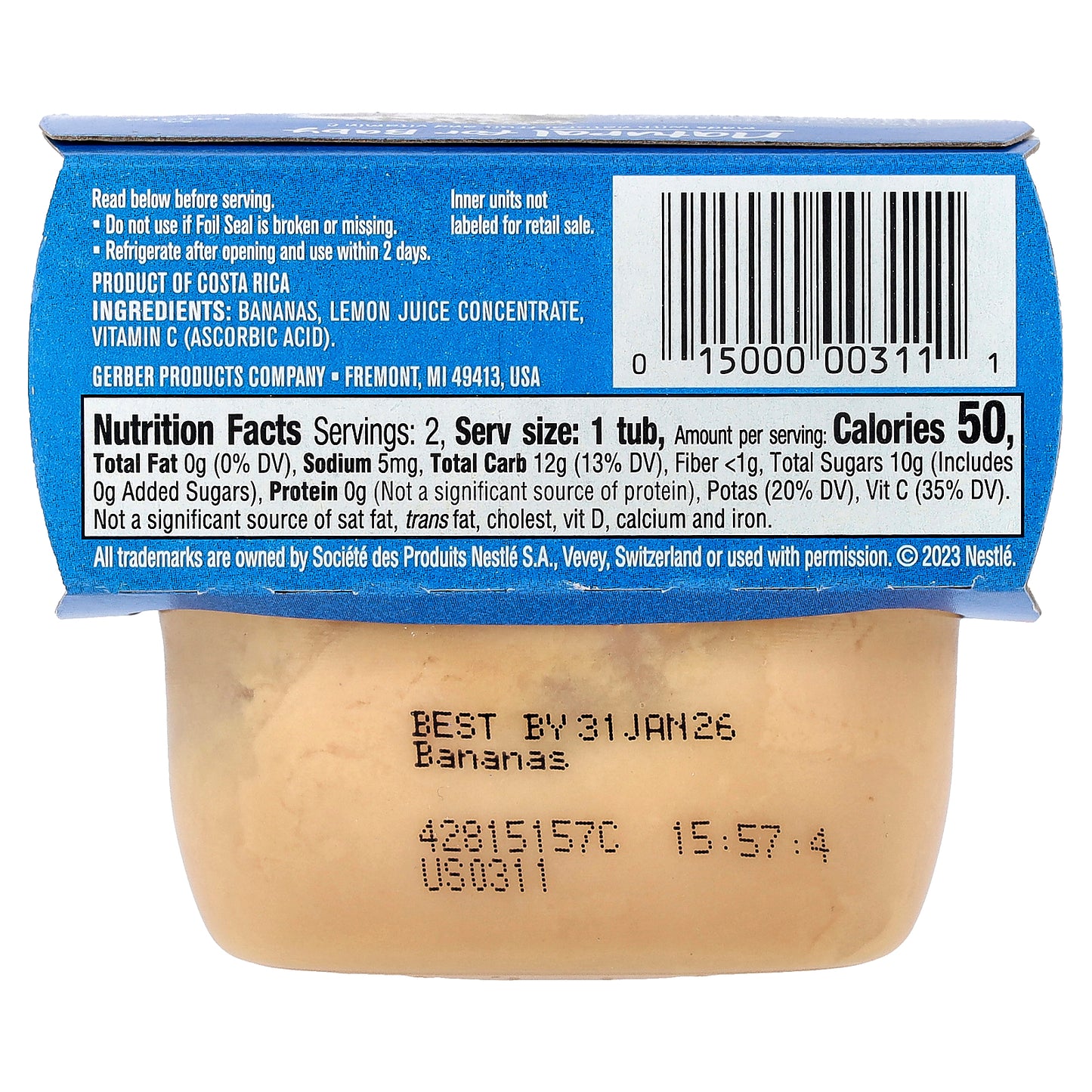 Gerber, Natural for Baby, 1st Foods®, Banana, 2 Pack, 2 oz (56 g) Each