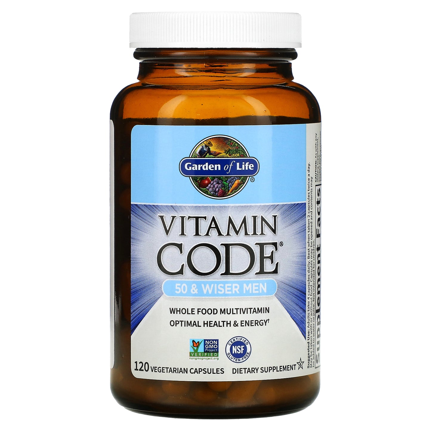 Garden of Life, Vitamin Code, 50 & Wiser Men, Whole Food Multivitamin, 120 Vegetarian Capsules