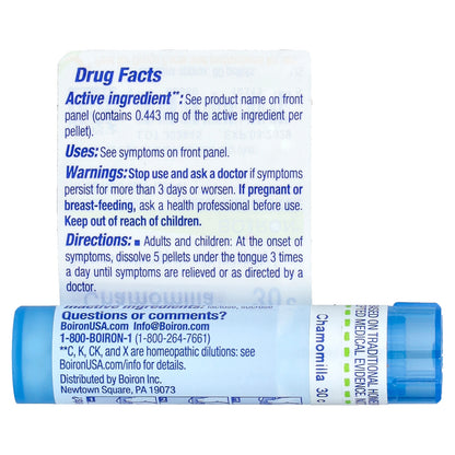 Boiron, Chamomilla, 30C, Teething  & Irritability, Approx 80 Pellets
