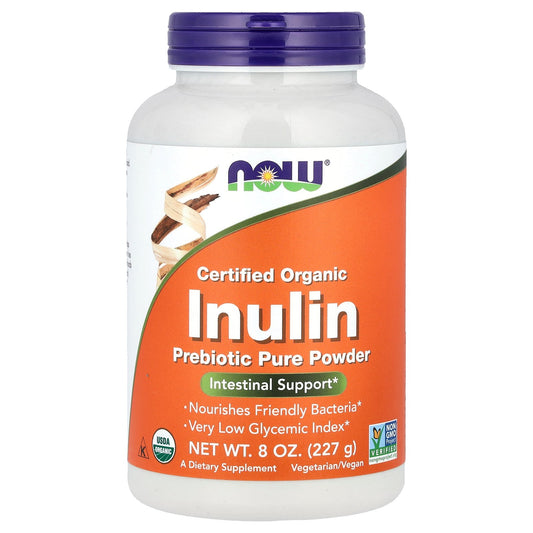 NOW Foods, Certified Organic Inulin, Prebiotic Pure Powder, 8 oz (227 g)