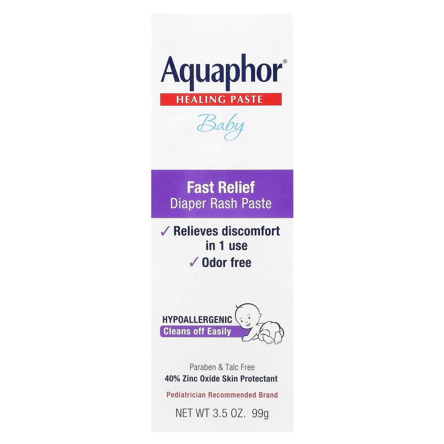 Aquaphor, Baby, Fast Relief Diaper Rash Paste, 3.5 oz (99 g)