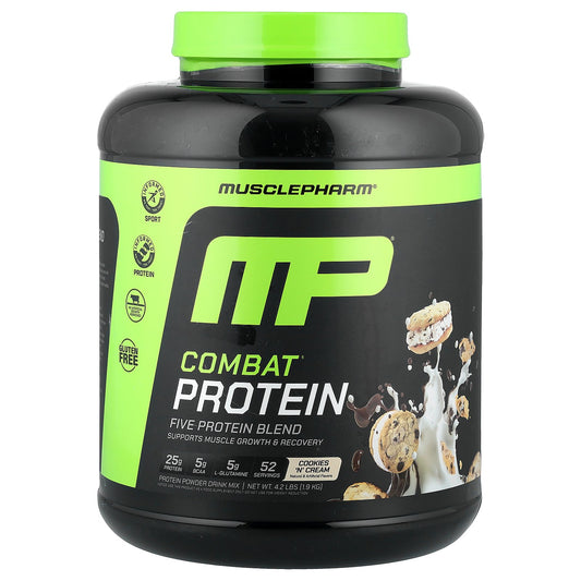 MusclePharm, Combat® Protein Powder, Cookies 'N' Cream, 4.2 lbs (1.9 kg)