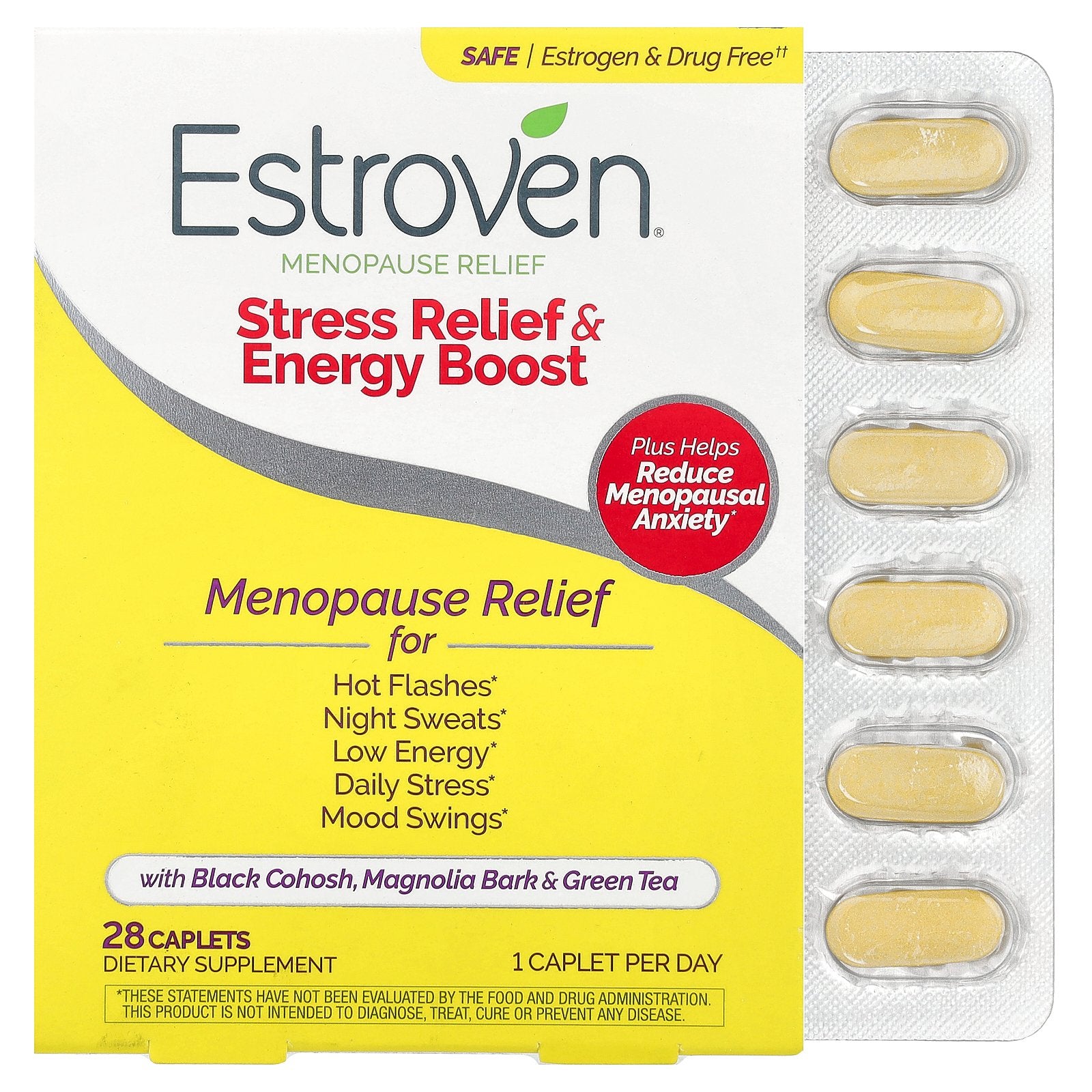 Estroven, Menopause Relief, Stress Relief & Energy Boost, 28 Caplets