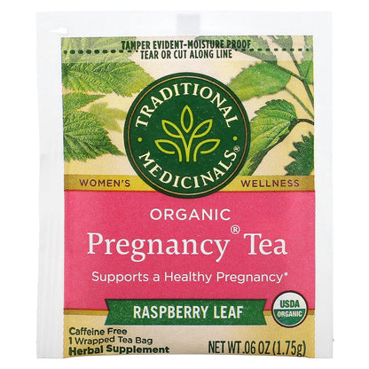 Traditional Medicinals, Organic Pregnancy Tea, Raspberry Leaf, Caffeine Free, 16 Wrapped Tea Bags, 0.99 oz (28 g)