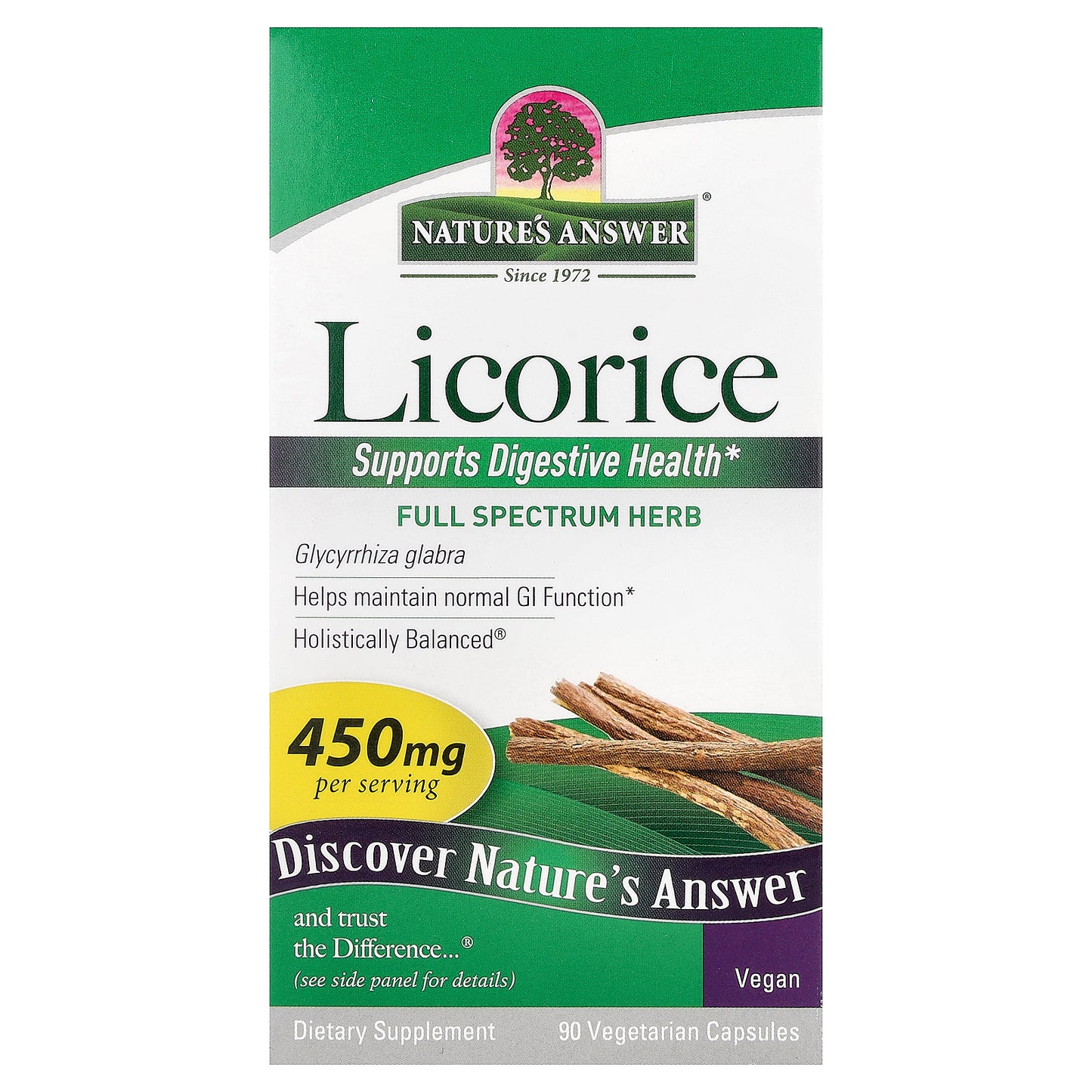 Nature's Answer, Licorice, 450 mg, 90 Vegetarian Capsules