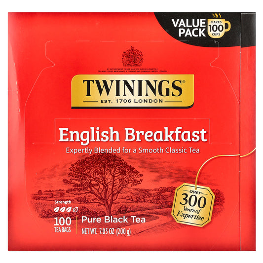 Twinings, Pure Black Tea, English Breakfast, 100 Tea Bags, 7.05 oz (200 g)