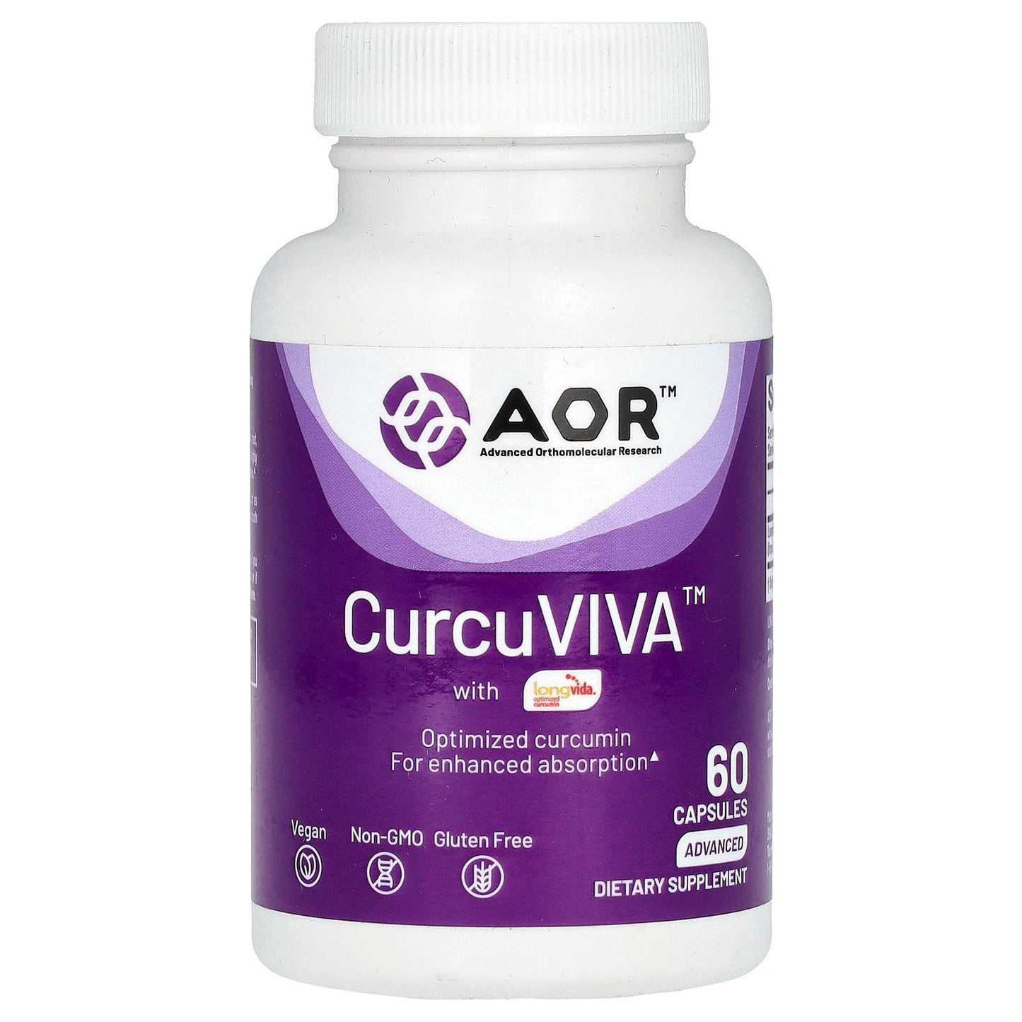 Advanced Orthomolecular Research AOR, CurcuViva™ With LongVida®, 80 mg , 60 Capsules