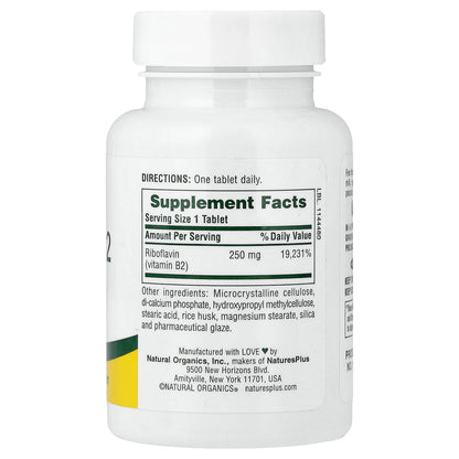 NaturesPlus, Vitamin B2, Sustained Release, 250 mg, 60 Tablets