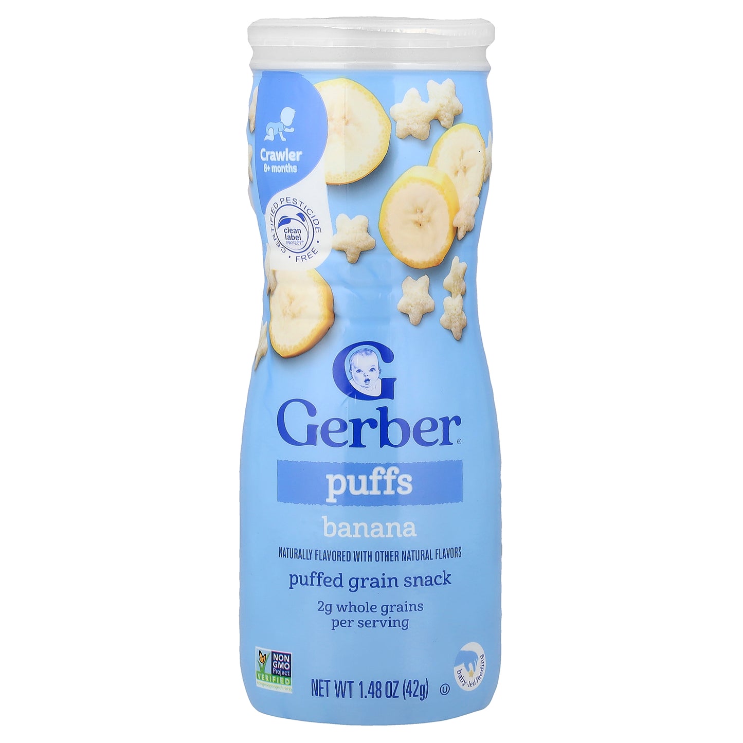 Gerber, Puffs, Puffed Grain Snack, Crawler 8+ Months, Banana, 1.48 oz (42 g)