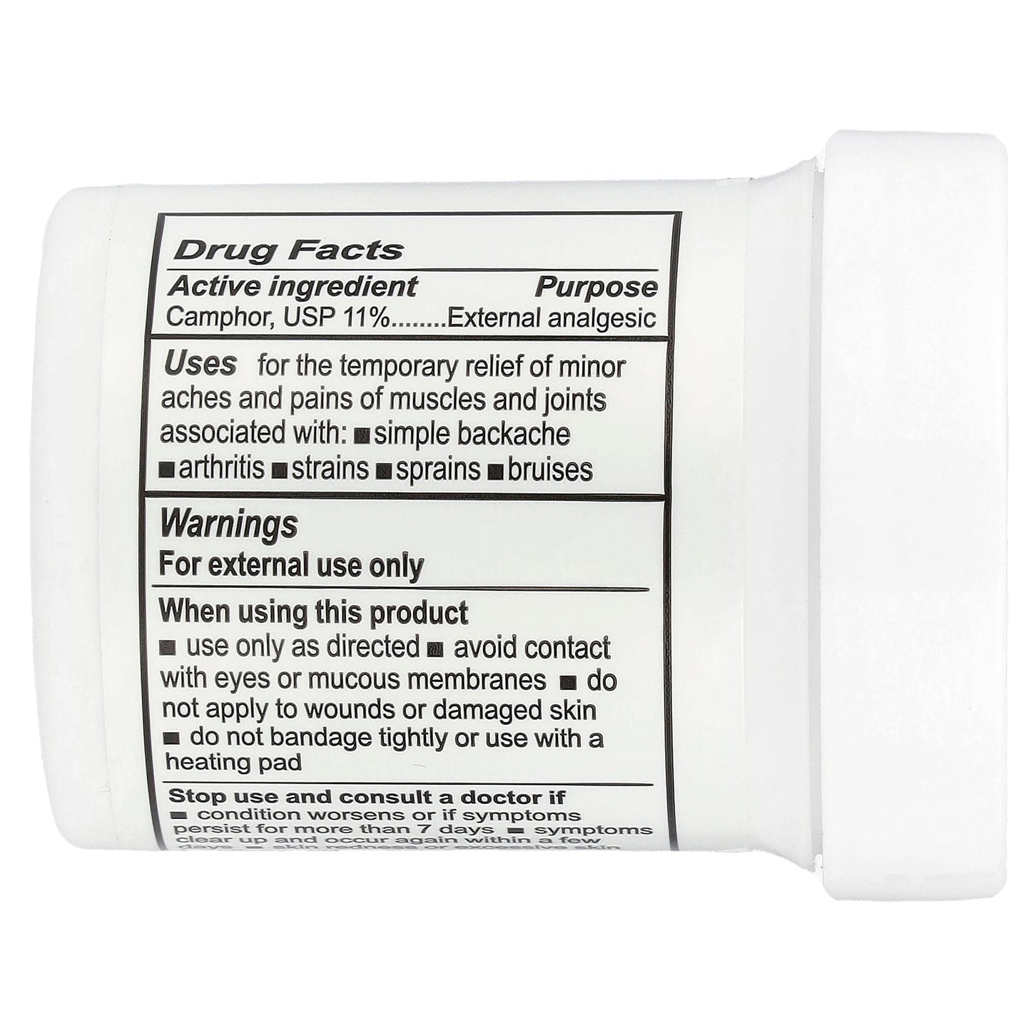 De La Cruz, Camphor Ointment 11%, Pain Relieving Rub, 2.5 oz (70.9 g)