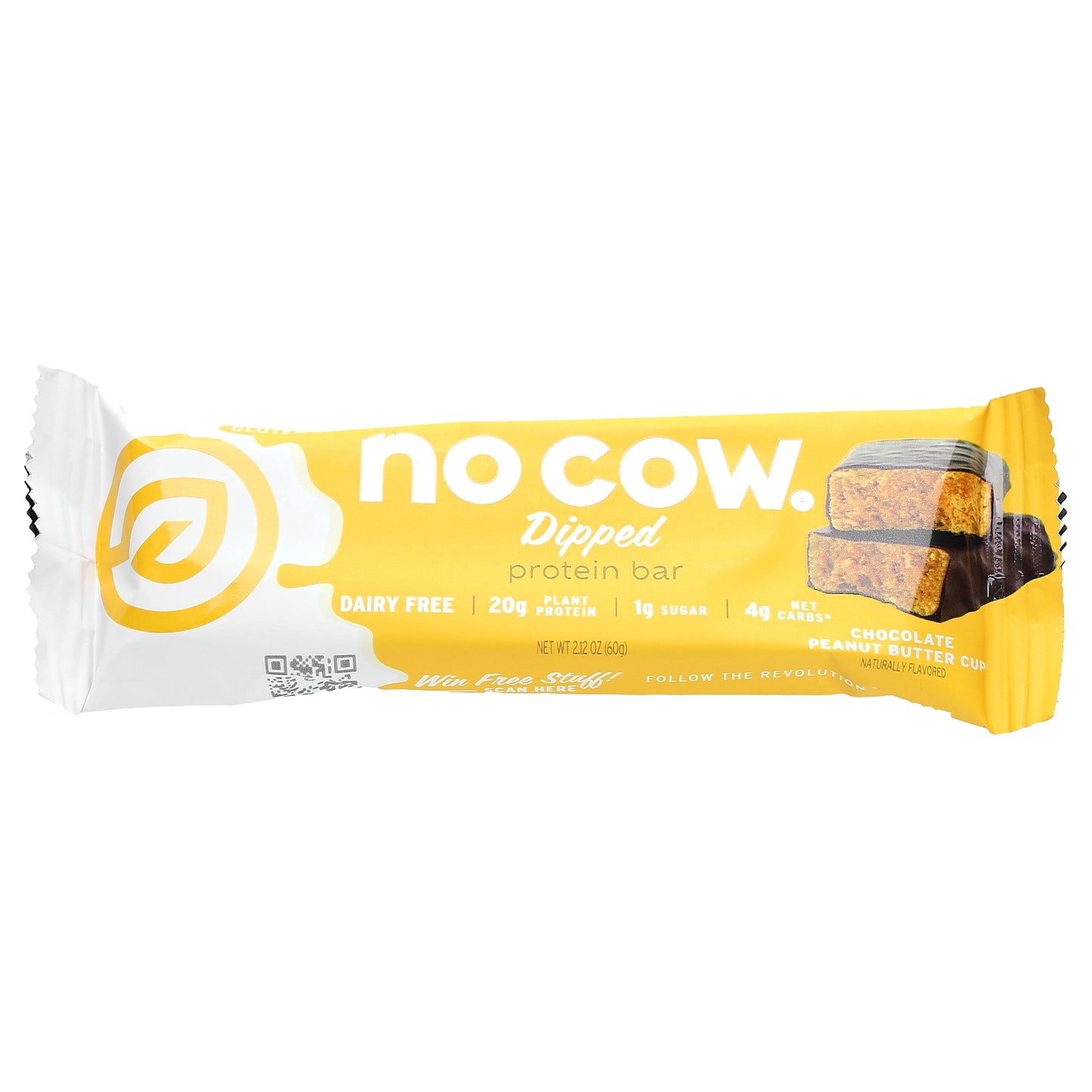 No Cow, Dipped Protein Bar, Chocolate Peanut Butter Cup, 12 Bars, 2.12 oz (60 g) Each