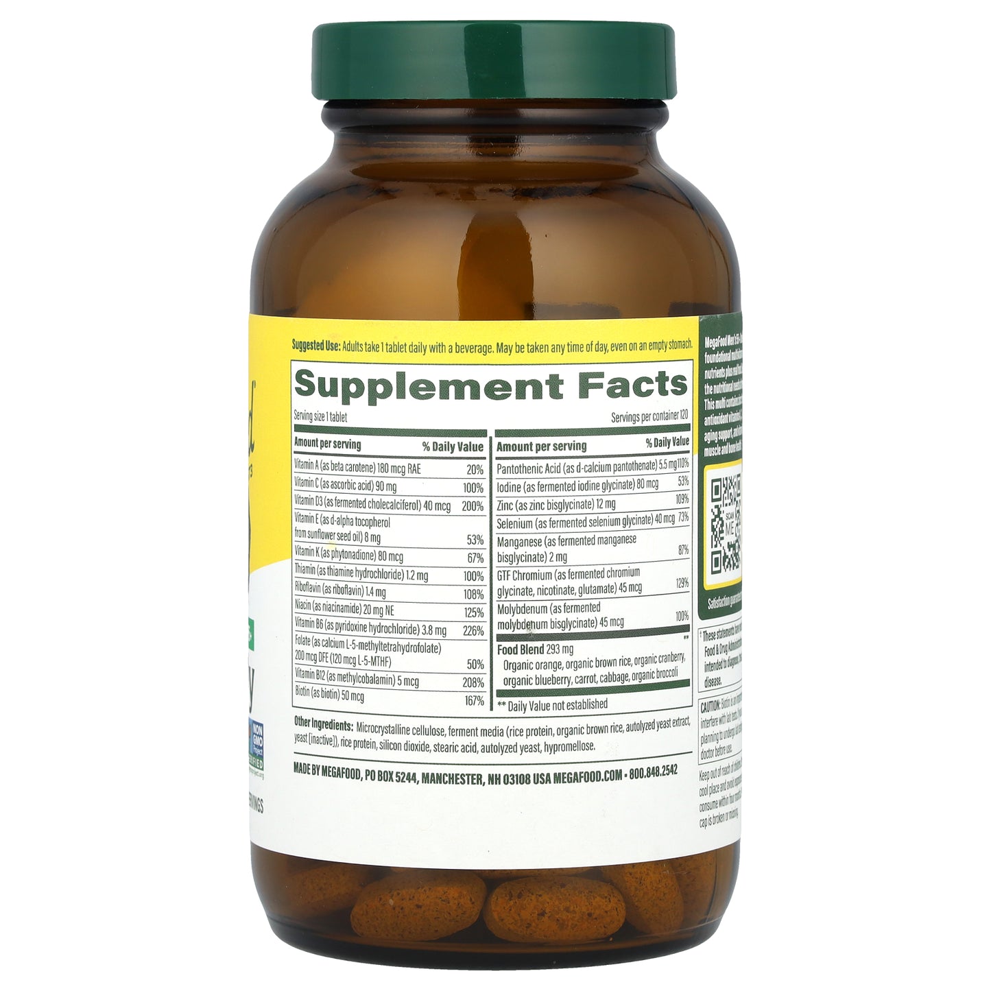 MegaFood, Men's 55+, One Daily Multivitamin, 120 Tablets