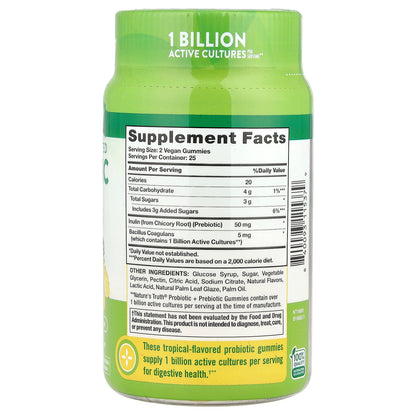 Nature's Truth, Probiotic + Prebiotic Gummies, Natural Tropical, 50 Gummies