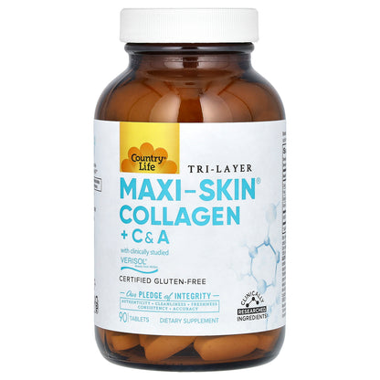 Country Life, Tri Layer Maxi-Skin®, Collagen + C&A, 90 Tablets