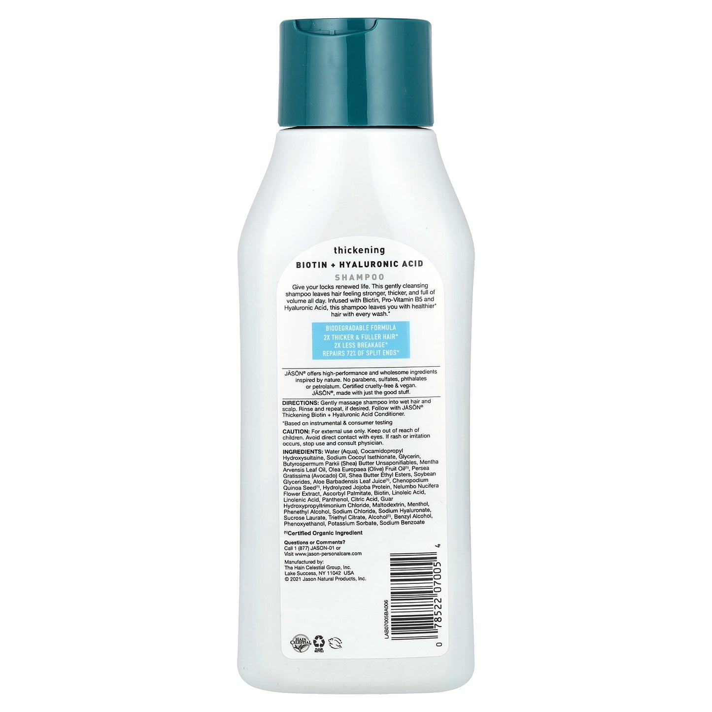 Jason Natural, Thickening Biotin + Hyaluronic Acid Shampoo, 16 fl oz (473 ml)